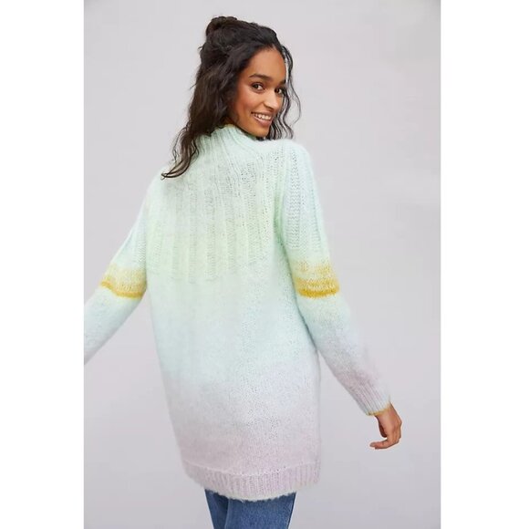 Anthropologie Perri Ombre Tunic Sweater / Small / Mint Purple Wool Alpaca Long - Picture 2 of 11